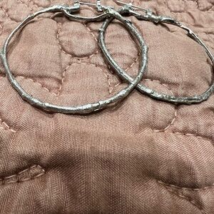 Artisan Silver Twig Hoop Earrings